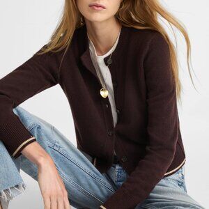 Madewell Cashmere Button-Front Cardigan Chocolate Brown Size XL